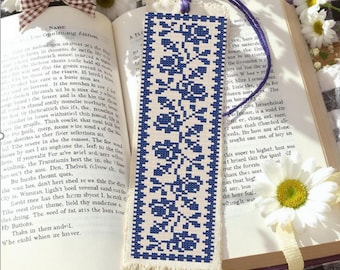 Set of 2 Cross Stitch Bookmark Patterns Vintage Sampler Designs for Book Enthusiasts