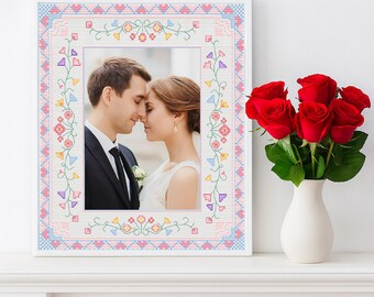 Set of 5 Wedding Bells Cross Stitch Chart Photo Frame, Bookmarks, Alphabet