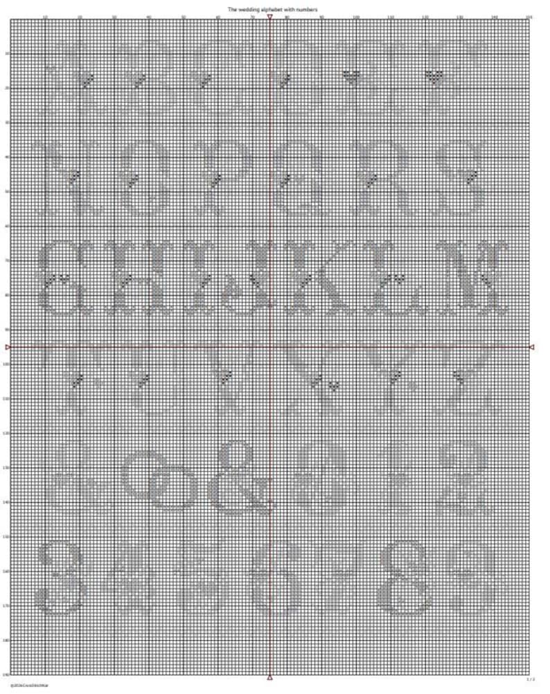 Wedding Alphabet Cross Stitch Chart with Numbers & Ampersand Digital PDF Instant Download image 13