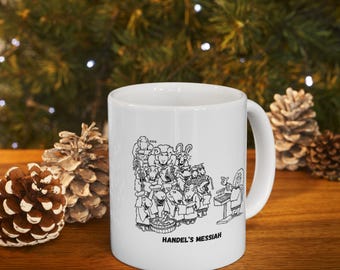 All We Like Sheep! Handel’s Messiah Graphic Cartoon - Ceramic (11oz/15oz) Mug - Funny Musical Cartoon Illustration