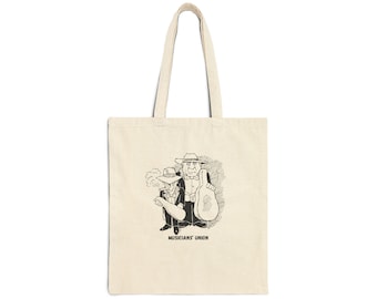 Musicians’ Union - Canvas Tote with Musical Cartoon Illustration - Gift for Professional Musician, Conductor, Singer, Instrumentalist