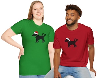 Bass Clef Dog Wearing Santa Hat Graphic Shirt