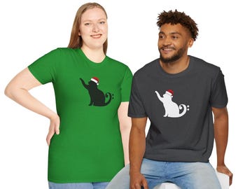 Bass Clef Cat Wearing Santa Hat Graphic Shirt