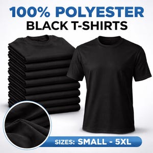 Wholesale 100% Polyester black T-shirt