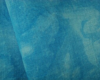 Linen Swatch: TURQUOISE Blue Hand Dyed 32 ct Cross Stitch Linen