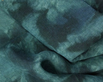 GALWAY 32 count Dark Teal Cross Stitch Linen, Fat Quarter, Hand Dyed Fabric