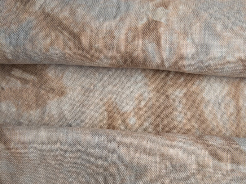 LONDON FOG 32 count Hand Dyed Fabric for Cross Stitch, Organic Hemp in Warm Browns, Grey, Taupe & Blue image 3