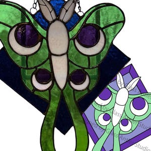 Pattern! Lunar Moth Moon Wings Diamond Shaped Stained Glass