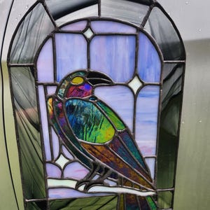 Crow Raven Sitting Stained Glass Window Panel Stained Glass Pattern