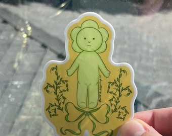 Pegatina de lazo con flores de Smiski