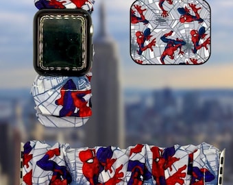 Pulsera inteligente con coletero de tela con temática de superhéroes