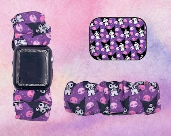 Cute TV Anime Cartoon Purple Mischievous Cat Character Fabric Scrunchie Smart Watch Wristband