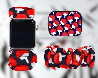 Pulsera de tela con coletero y correa para reloj inteligente con diseño de símbolos de series de anime.