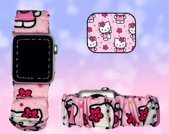Favorite TV Anime Character Flower Fabric Scrunchie Smart Watch Wristband