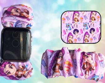 Banda de tela con temática de grupo pop musical de dibujos animados de TV favorita para reloj inteligente