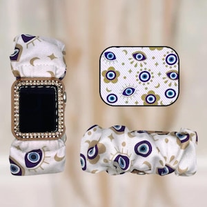 Pulsera inteligente con coletero de tela que protege contra el mal de ojo y la buena suerte