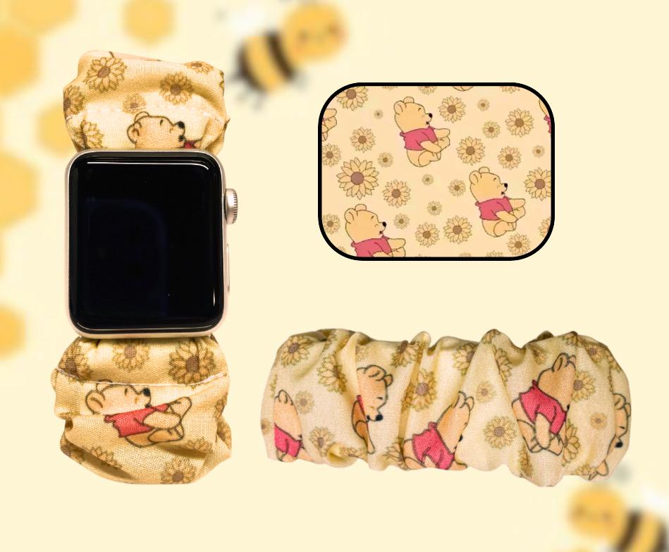 Cute Cartoon Bear Forest Friend Themed Fabric Scrunchie Smart Watch Wristband