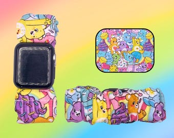 Coletero de tela con diseño de osos de dibujos animados y pulsera para reloj inteligente