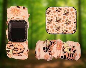 Pulsera de tela con coletero y diseño de tigre de dibujos animados, ideal para el bosque.