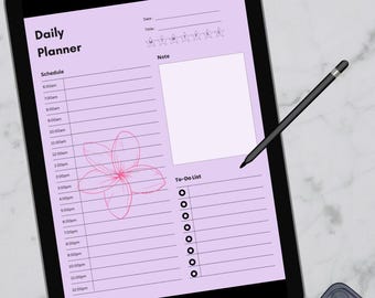 purple Daily Planner, Printable Aesthetic To-Do List PDF, Productivity Digital Planner for Women, Cute Daily Agenda Organizer Template