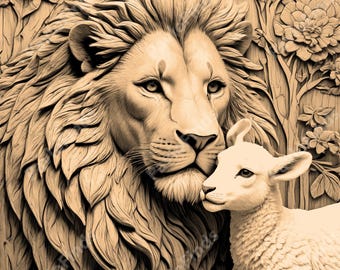 Laser Burn Engrave PNG File, 3D Illusion Image Photo, Wood Cut Carve Digital, Lightburn, Xtool, Glowforge, Co2,CNC, tiger, sheep, lamb, lion