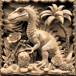 Laser Burn Engrave, PNG Digital File, 3D Illusion Image Photo Picture, Wood Cut Carve, Lightburn, Xtool, Glowforge, Co2, CNC, dinosaur dino