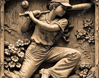 Laser Burn Engrave, PNG Digital File, 3D Illusion Image Photo, Wood Cut Carve, Lightburn, Xtool, Glowforge, Co2 K40, CNC, baseball softball