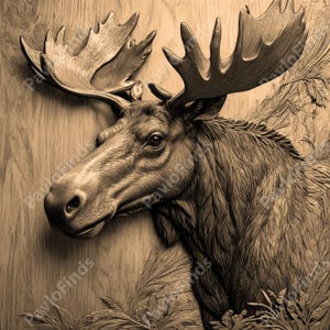 Laser Burn Engrave PNG File, 3D Illusion Image Photo, Cut Carve Digital, Lightburn, Xtool, Glowforge, Co2,CNC, animals, deer, elk, moose png