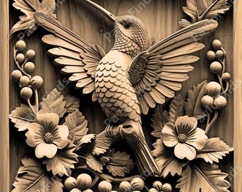 Laser Burn Engrave, PNG Digital File, 3D Illusion Image Photo Picture, Wood Cut Carve, Lightburn, Xtool, Glowforge, Co2, CNC, hummingbird