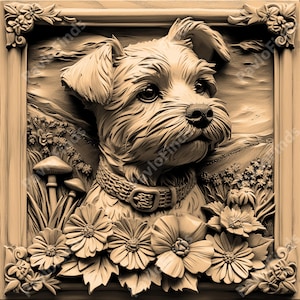 Laser Burn Engrave, PNG Digital File, 3D Illusion Image Photo Picture, Wood Cut Carve, Lightburn, Xtool, Glowforge, Co2 k40,CNC, dog terrier
