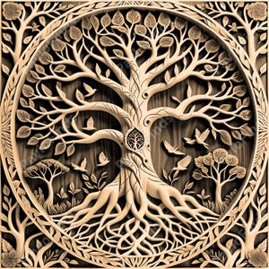 Laser Burn Engrave PNG File, 3D Illusion Image Photo, Cut Carve Digital, Lightburn, Xtool, Glowforge, Co2, CNC, birds, tree of life png
