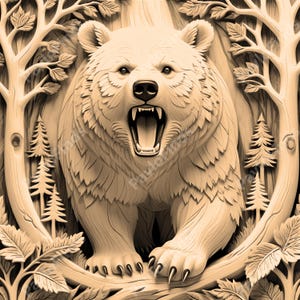 Laser Burn Engraving PNG File Digital, 3D Illusion Зшсегку, Wood Cut Carve, Lightburn, Xtool, Glowforge, Co2 K40, CNC, grizzly, polar, bear