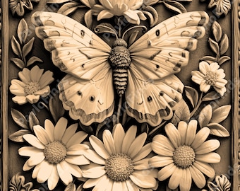 Laser Burn Engrave, PNG Digital File, 3D Illusion Image Photo Picture, Wood Cut Carve, Lightburn, Xtool, Glowforge, Co2 K40, CNC, butterfly