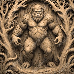 Laser Burn Engrave PNG File, 3D Illusion Image Photo, Cut Carve Digital, Lightburn, Xtool, Glowforge, Co2, CNC, snowman, sasquatch, yeti png