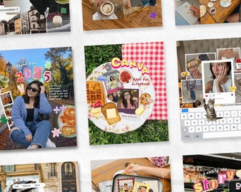 Scrapbook Instagram Post Template, Collage Photo Dump, Canva PRO (Digital Download)