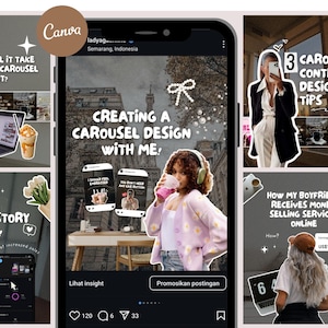 Modelli di carosello Instagram accoglienti PLR per venditori di prodotti digitali / Modello Canva virale modificabile per carosello TikTok pronto all'uso