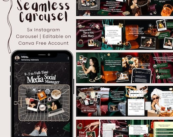 Luxury Seamless Instagram Carousel - Dark Feminine Canva Template for Social Media Manager