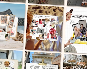 Scrapbook Instagram Post Template for Content Creator | Journal Photo Collage Canva Template