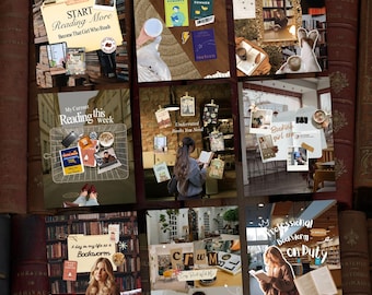 Bookstagram Template, Scrapbook Instagram Post, Editable Canva (Digital Download)