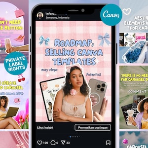 Animated Instagram Carousel Templates: Feminine Canva Design (Resell Rights)