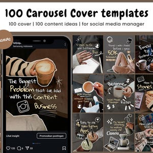 100 Cozy Instagram Carousel Cover Templates: Social Media Managers, Canva Editable