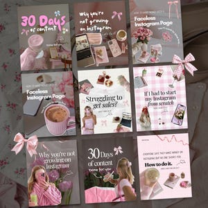 Plantillas de carrusel Pink Coquette para Canva: Marketing femenino de 72 páginas (PLR)