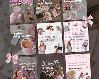 Pink Coquette Canva Carousel Templates: 72-Page Feminine Marketing (PLR)