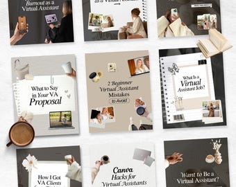 Pinterest-inspired Instagram Carousel Templates | Virtual Assistant Social Media Post, Editable Canva