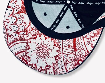 Embroidered Snapback Hat: Japanese Peace Sign, Cotton Suede Cap