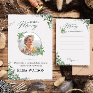Share a Memory Card Template, Personalized Favorite Memory, Memorial Card, Keepsake Funeral Card, Guest Book Alternative, Printable Card