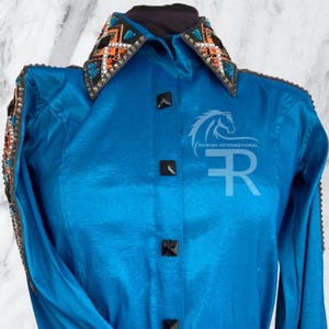 Light Blue Western Show Shirt: Rodeo Queen Equestrian Apparel