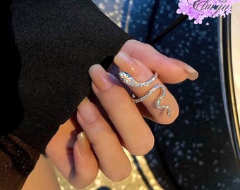 Snake Ring for Women | Adjustable Serpent Statement Ring | Luxury Animal Design Jewelry | Gothic Punk Style Gift | Copper & Alloy