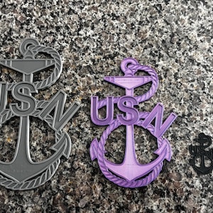 Up to 10&quot; in Height- 3D Printed 1893 Navy Chief Anchors