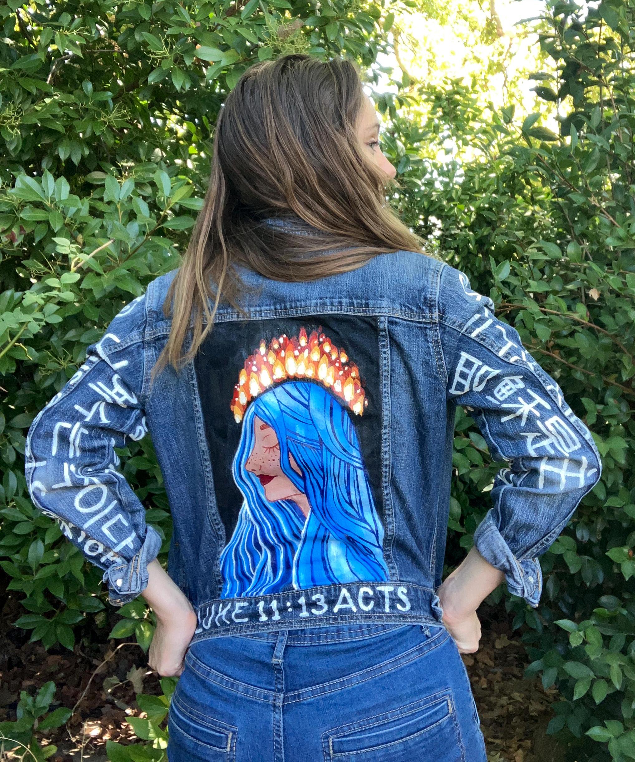 Painted Denim Jacket Christian - Etsy